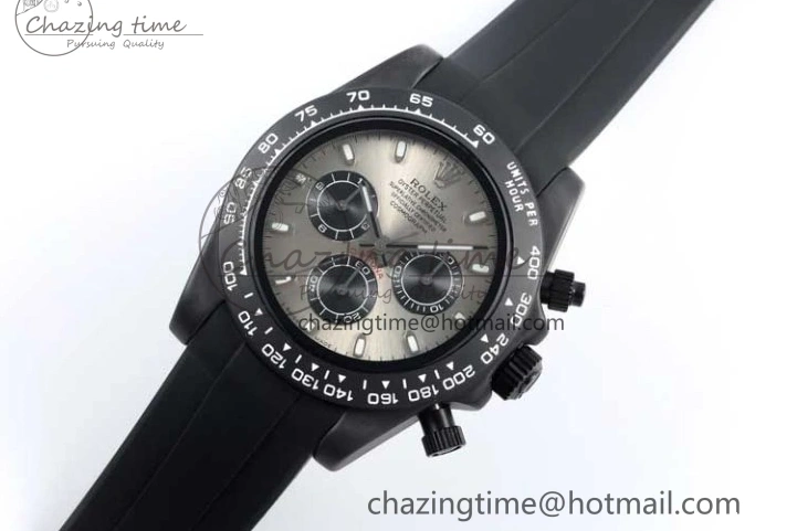Black Black Rubber Strap on A7750 Best Daytona Ceramic Pusher Black 5GF Edition Dial Gray 0825